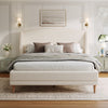 Jeffrey Upholstered Bed with Boucle Wingback Headboard,Queen Size - White | Lit Jeffrey Rembourre avec Tete de Lit Ailes en Tissu Boucle, Taille Queen - Blanc