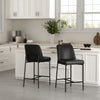 Loft Contemporary Vegan Leather Metal Counter Stool in Black - Set of 2 | Tabouret de comptoir contemporain Loft en cuir vegetalien et metal noir - Lot de 2