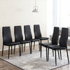 Ava Modern Diamond Grid Pattern Dining Chair Set (6-Pack) with Fireproof Leather and Metal Frame,Black  | Ensemble de chaises de salle a manger modernes Ava avec motif de grille en diamant (lot de 6), cuir ignifuge et cadre en metal, noir