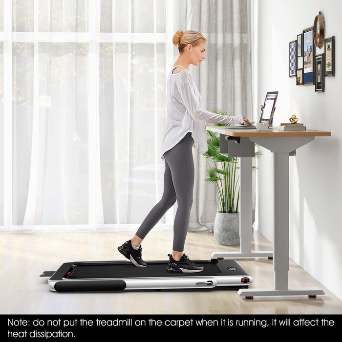 Superfit 2.25hp 2 In 1 Dual Display Folding Treadmill Jogging Machine W/app Control White
