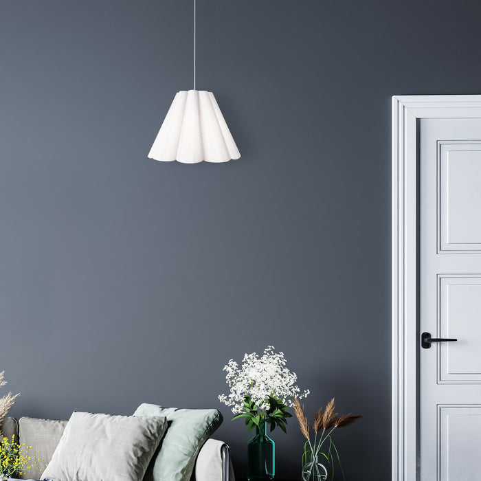Dainolite Kendra 4 Light Pendant Small Polished Chrome Finish White Shade Lamp