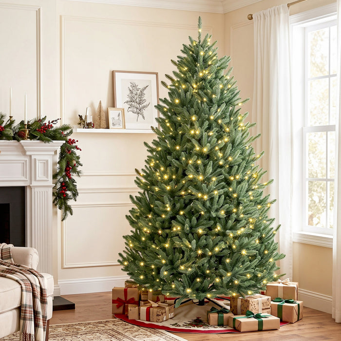 HOMCOM 6ft Prelit Christmas Tree, Easy Plug, Dual-Colour Lights, Hinged
