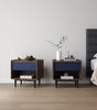 Duane Mid-Century Modern 20" Fluted Nightstand in Navy Blue (1-Drawer) - Set of 2 | Table de nuit Duane style milieu du siecle 20" a cannelures en bleu marine (1 tiroir) - Lot de 2