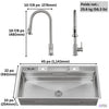 MultiSINK 45 in. Dual Mounted 3-Level Workstation Kitchen Sink, Faucets, Glass Rinser,Stainless Steel- J-WP30 Laundry Combo | Evier poste de travail MultiSINK 45 po, double pose, 3 niveaux, robinets, rince-verre, inox - J-WP30