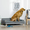 Pawhut Dog Sofa, 39" Cat Couch With Removable Cushion, Washable Cover, Wooden Legs, Elevated Pet Cat Sofa For Medium & Large Dogs, Dark Grey