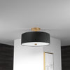 Dainolite Everly 3 Light Semi-flush Mount Aged Brass Black Shade Lamp|Plafonnier semi-affleuré Everly de Dainolite avec abat-jour noir, fini laiton vieilli et 3 ampoules