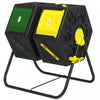 Outsunny 34.5 Gallon Composter, Dual Chamber Compost Bin, Yellow And Green|Outsunny Bac A Compost A Double Chambre De 34,5 Gallons Avec Pieds En Acier