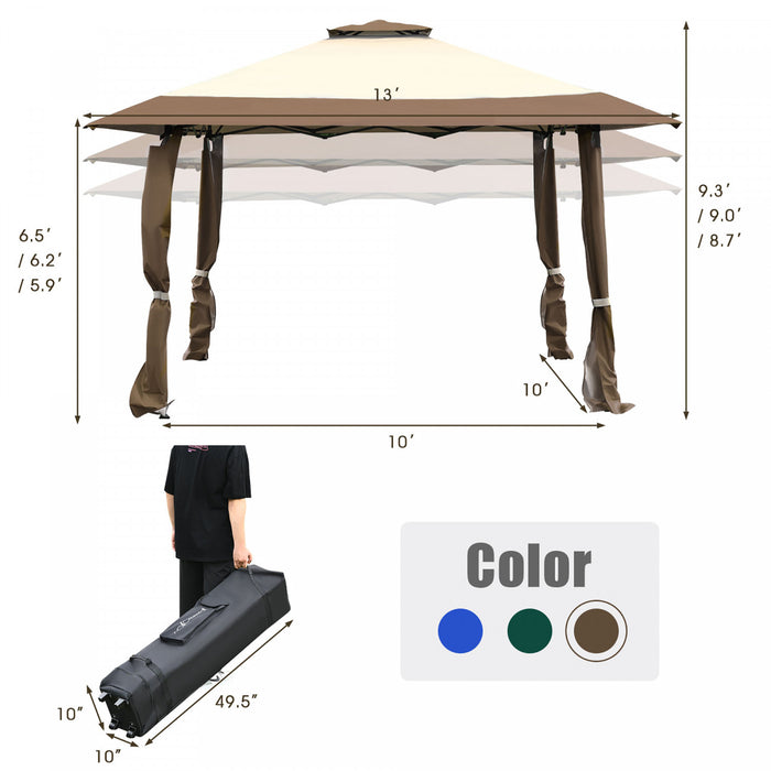 Costway 13'x13' Folding Gazebo Canopy Shelter Awning Tent Patio Garden Companion