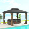 Outsunny 10' X 12' Hardtop Gazebo Outdoor Aluminum Gazebo, Dark Brown