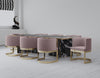 Aura Modern Velvet Metal Dining Chair in Blush - Set of 2 | Chaise de salle a manger moderne en velours et metal Aura, rose poudre - Lot de 2