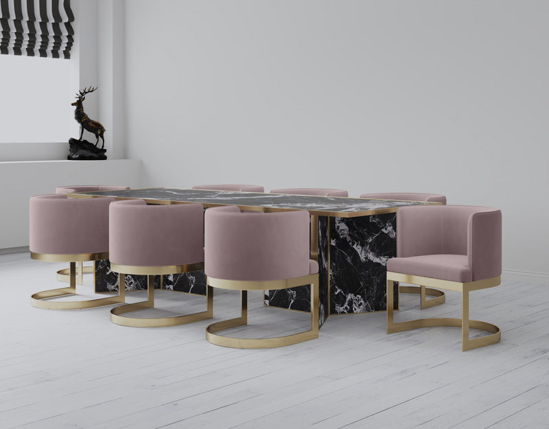 Aura Modern Velvet Metal Dining Chair in Blush - Set of 2