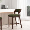 Patricia Modern Wood Upholstered Counter Stool in Turtle Green Bar Stool | Tabouret de comptoir moderne en bois Patricia avec revetement en tissu vert tortue