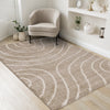 Fairmont Taupe Cream Curved Lines Rug, 6'7" x 9'6" Indoor Area Rug | Tapis Fairmont aux lignes courbes creme taupe, 6'7" x 9'6"