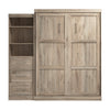 Bestar Pur Queen Murphy Shelving Unit with Drawers 90-Inch Wall Bed - Rustic Brown|Grand lit escamotable mural Pur de Bestar de 90 po avec tablettes et tiroirs - brun rustique
