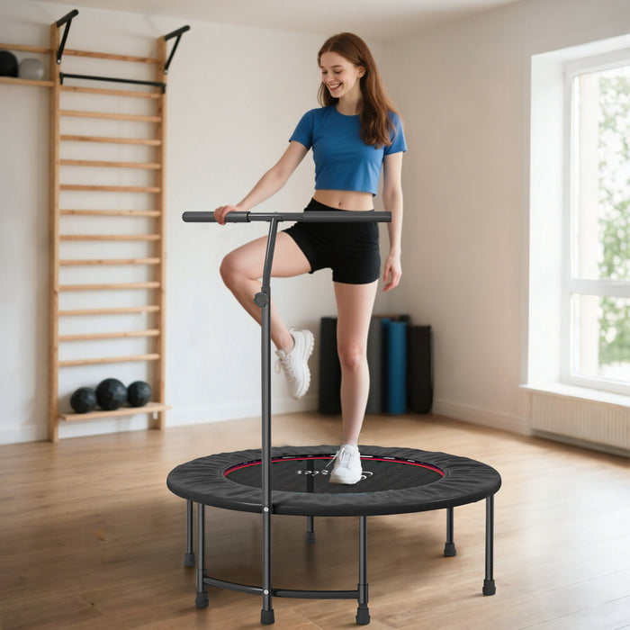 Soozier 39\" Mini Exercise Trampoline Indoor Fitness Rebounder w/ Adjustable T-Bar Black