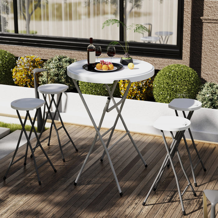 Outsunny 31.5\" Outdoor Bar Table, Bar Height Folding Table With Hdpe Top