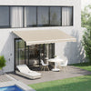 Outsunny Retractable Awning Manual Sun Shade Shelter Cream White|Outsunny 12' X 10' Auvent Retractable Manuel Abri Parasol Patio Exterieur Fenetre Terrasse Abri Exte