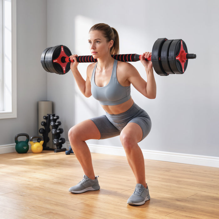 Soozier 66 lb 5-in-1 Adjustable Dumbbell Set with Connector for Home Gym