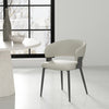 Luce Modern Metal Textured Vegan Leather Dining Chair in Oatmeal | Chaise de salle a manger moderne Luce en metal texture et cuir vegetalien couleur avoine
