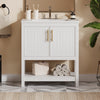 Simona 30" Solid Wood Bathroom Vanity With Ceramic Sink And Storage - White | Simona Meuble-lavabo En Bois Massif 30" Avec Vasque En Ceramique Et Espace De Rangement -Blanc