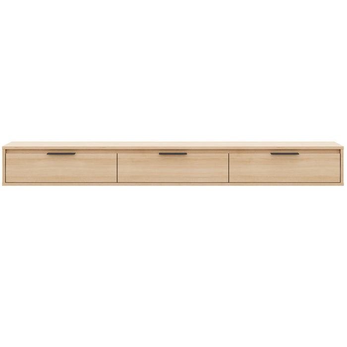 Nordika Slim 72\" Wall-Mounted TV Stand with 3 Storage Cabinets - Natural Blonde Oak