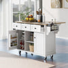 Margery Rubberwood Kitchen Cart With Drop-leaf Countertop And Storage Racks -White | Chariot De Cuisine Margery En Bois De Caoutchouc Avec Plan De Travail Rabattable Et Etageres De Rangement - Blanche