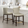 Blair Modern Wood Upholstered Counter Stool in Stone - Set of 2 Bar Stool | Tabouret de comptoir Blair moderne en bois avec revetement en tissu couleur pierre - Lot de 2