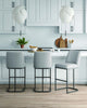 Serena Modern Metal Upholstered Barstool in Light Gray - Set of 3 Bar Stool | Tabouret de bar moderne en metal et tissu Serena, gris clair - Lot de 3