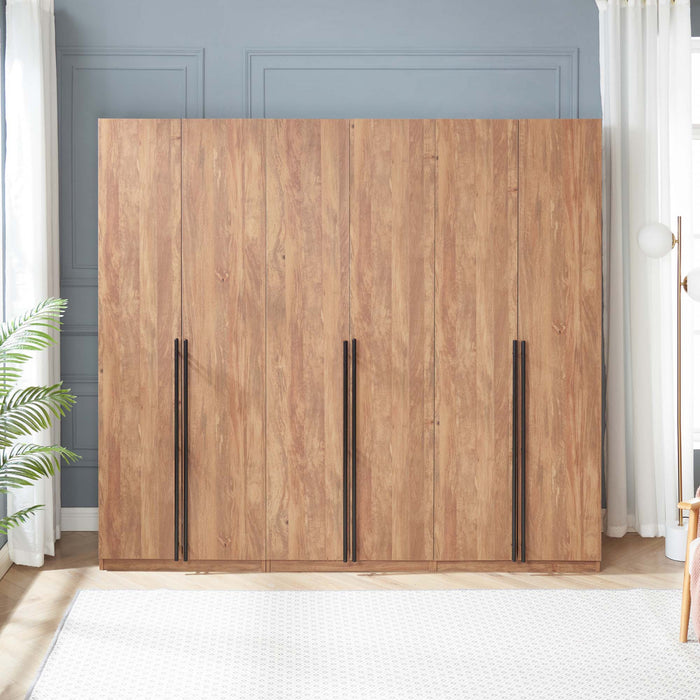 Lee Modern 32\" Wardrobe Closet in Golden Brown - Set of 3 Armoire