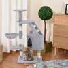 Pawhut 49" Cat Tree With Hammock, Cat Condo Tower With Scratching Post For Indoor Cats, Grey|Pawhut 49'' Arbre A Chat Tour Chaton Griffoir Griffoir Grattoir Grimper Centre D'activites Maison De