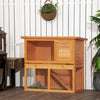Pawhut Wooden Rabbit Hutch, 2-level Bunny Cage Small Animal House With Run, Tray For Outdoor, Backya|Pawhut Clapier En Bois Pour Petits Animaux Cage A 2 Niveaux Avec Cour Arriere