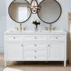 Haven 59 Inch Double Sink Bathroom Vanity with Resin Sinks and 3 Drawers, White | Haven Meuble-Lavabo Double 59 po avec Vasques en Resine et 3 Tiroirs, Blanc
