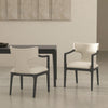 Eloria Mid-Century Modern Chenille Wood Armchair in Cream | Fauteuil Eloria style moderne du milieu du siecle en bois et chenille creme