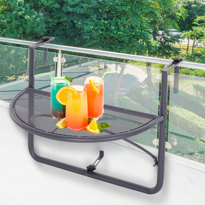 Outsunny Adjustable Balcony Hanging Railing Table, Grey