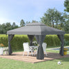 Outsunny 13' X 10' Patio Gazebo, Double roof Outdoor Gazebo Canopy Shelter With Netting & Curtains, |Outsunny 13' X 10' Tonnelle De Terrasse Exterieure Avec Double Toit En Polyester, Parois Laterales E