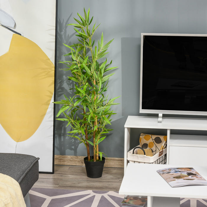 Outsunny Artificial Bamboo Tree, 4ft Fake Decorative Plant in Nursery Pot