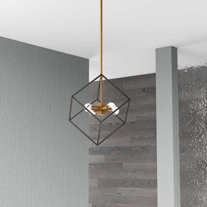 Dainolite Kappa 4 Light Pendant Vintage Bronze/Matte Black Finish Lamp