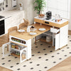 Avery Extendable Dining Table with Rolling Kitchen Island,White | Table a manger extensible Avery avec ilot de cuisine roulant, blanc