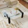 Liam Modern Rectangle Clear Tempered Glass Coffee Table,Black | Table basse moderne rectangulaire en verre trempe transparent Liam, noire