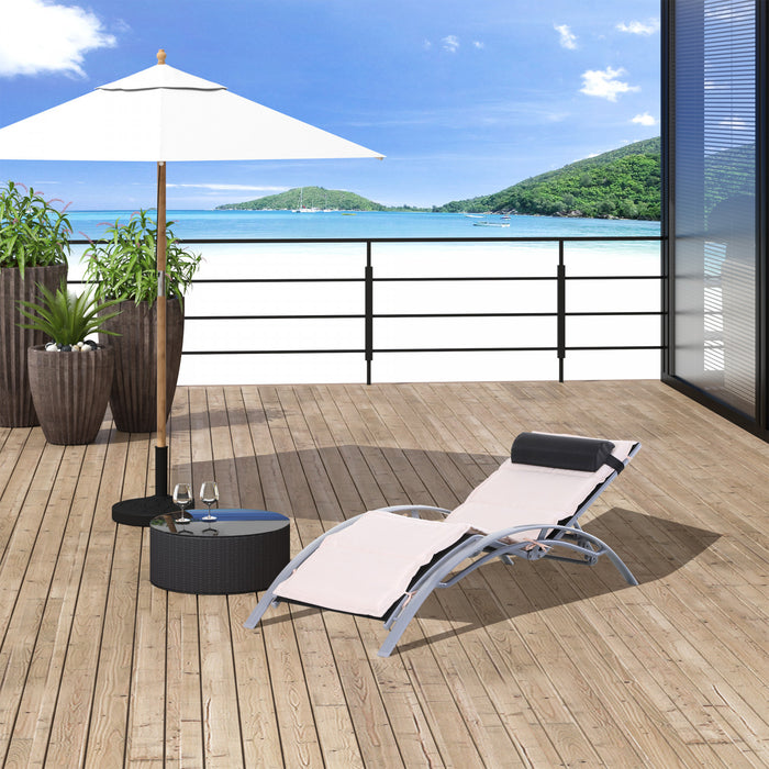 Outsunny Aluminum Patio Tanning Chair ,beige