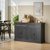HOMCOM Buffet Cabinet with Charging Station, 55" Farmhouse Sideboard, Black
