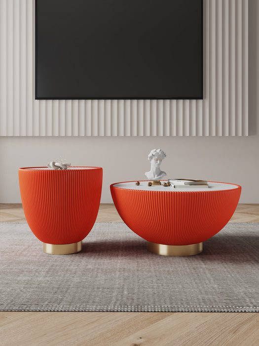 Anderson Modern 2-Piece Coffee Table & End Table Set in Orange