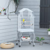 Pawhut 53.9'' Large Rolling Steel Bird Cage Bird House With Detachable Rolling Stand, Storage Shelf,|Pawhut Grande Cage A Oiseaux En Metal De 54'' Avec Support Roulant Detachable, Etagere De Rangement,