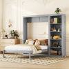 Jessie Space-Saving Multi-Functional Wall Bed with Shelves,Queen Size,Grey Queen Bed | Jessie Lit escamotable mural multifonction avec etageres, Taille Queen, Gris
