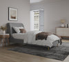 Heather Mid-Century Modern Velvet Upholstered Twin Bed in Gray and Gold | Lit une place Heather style milieu du siecle moderne en velours gris et or