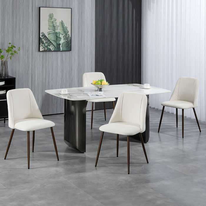 HOMCOM Dining Chairs Set of 4, Velvet Accent Chair, Cream White