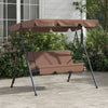 Outsunny 3-seat Patio Swing Chair With Adjustable Canopy Brown|Outsunny Balancoire De Patio 3 Places Avec Auvent Reglable, Marron