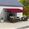Outsunny 13' X 10' Patio Retractable Awning Sunshade Shelter, Wine Red|Outsunny 13' X 10' Auvent Retractable, Abri Pare-soleil, Rouge Vin