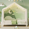 Paul Montessori Floor Bed with Canopy and High Railings,Twin Size，White Twin Bed | Paul Lit Montessori au sol avec baldaquin et barrieres hautes, Taille Simple, Blanc