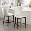 Blair Modern Wood Upholstered Counter Stool in White - Set of 2 Bar Stool | Tabouret de comptoir Blair moderne en bois et tissu blanc - Lot de 2